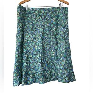 Leslie Faye Blue and Green Patterned Women's Skirt Size 18